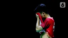 Pebulu tangkis tunggal putra Indonesia, Anthony Sinisuka Ginting saat bertanding melawan Viktor Axelsen (Denmark) pada Semifinal Indonesia Masters 2022 di Istora Senayan, Jakarta, Sabtu (11/6/2022). Anthony Sinisuka Ginting gagal melaju ke final Indonesia Masters 2022. (Liputan6.com/Helmi Fithriansyah)