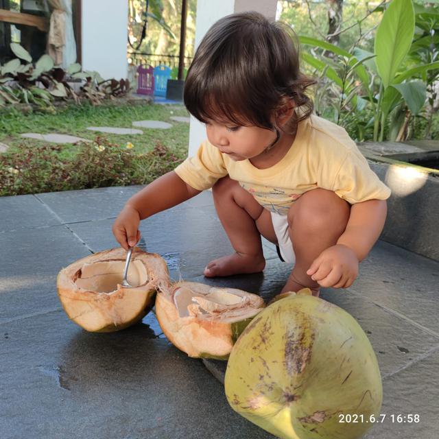 Sora dan kelapa mudanya, Ubud, Bali