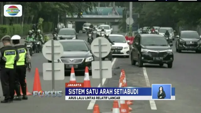 Petugas Polantas anggap sistem satu arah di Setiabudi, Jakarta Selatan, urai kemacetan hingga 40 persen.