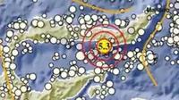 Gempa Magnitudo 5,3 mengguncang wilayaj Bone Bolango Gorontalo, Selasa pagi (12/8/2025), pukul 09.14.12 WIB. (Liputan6.com/ Dok BMKG)