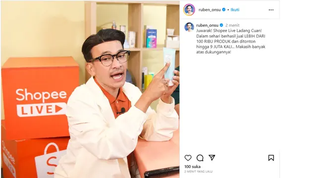 Ruben Onsu Raup Cuan Miliaran Rupiah Sejak Gabung Shopee Live, Jual 100 Ribu Lebih Produk Sehari!