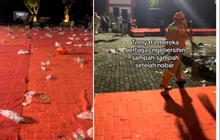 Penampakan Lapangan Penuh Sampah usai Nobar Timnas Indonesia vs Uzbekistan, Bikin Miris