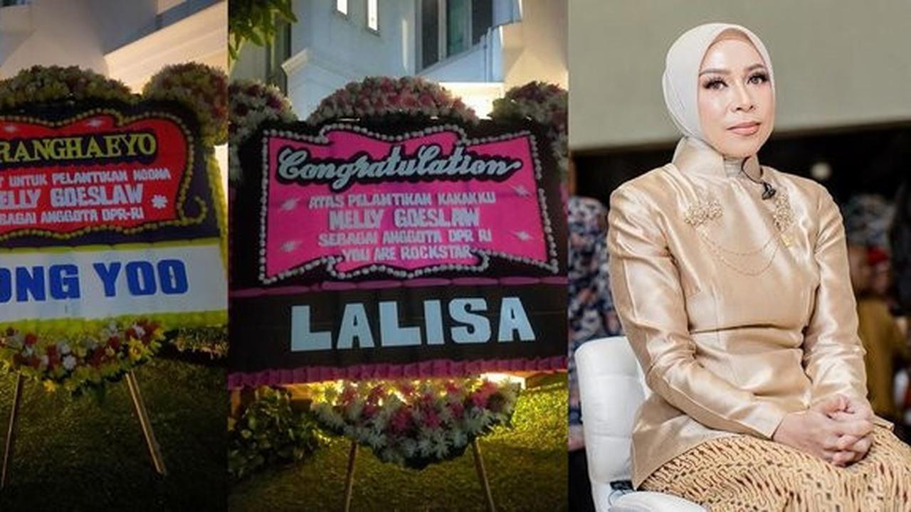 Sebagai anggota DPR, Melly Goeslaw menerima karangan bunga ucapan selamat dari 'Gong Yoo - Shah Rukh Khan'.