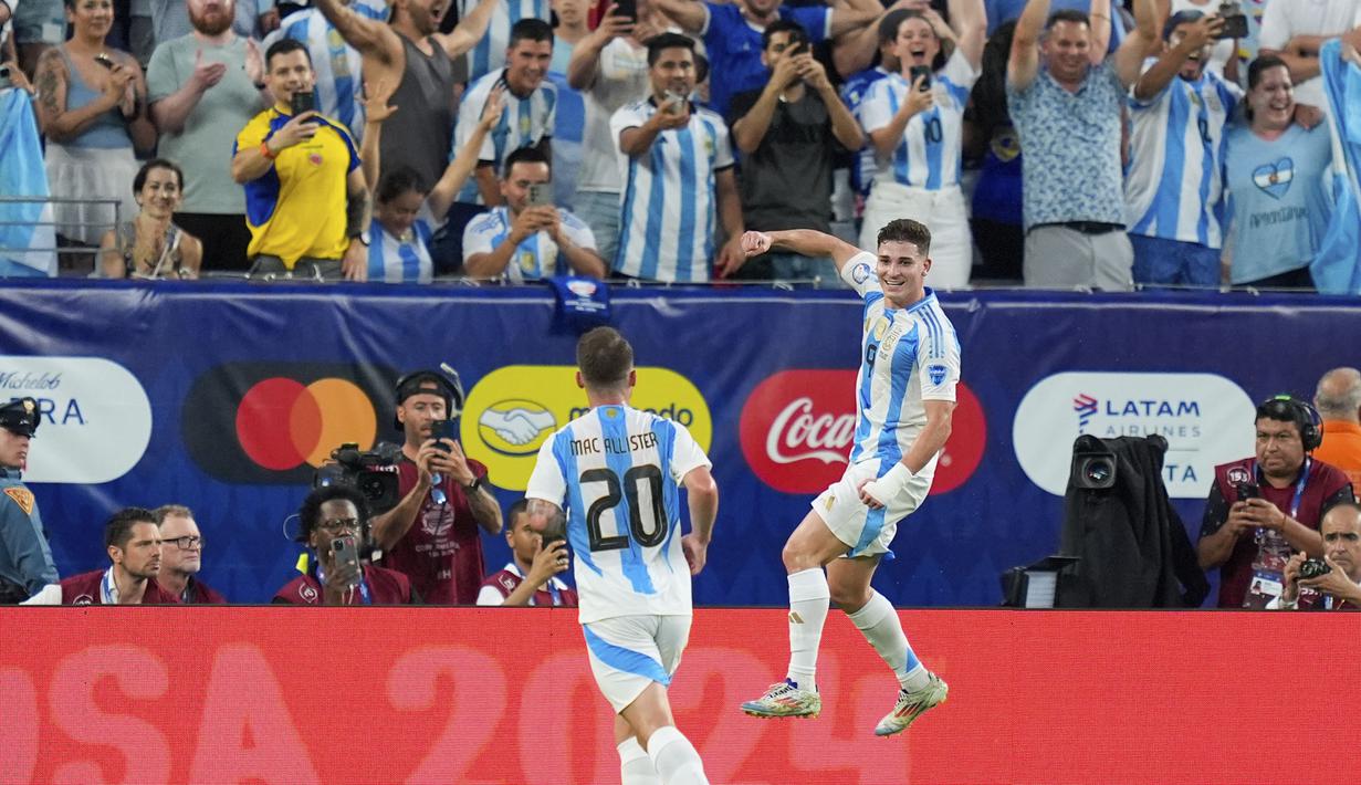 Kemenangan dua gol tanpa balas ini membawa Argentina ke partai final dan akan berjumpa pemenang duel antara Kolombia vs Uruguay. (AP Photo/Julia Nikhinson)