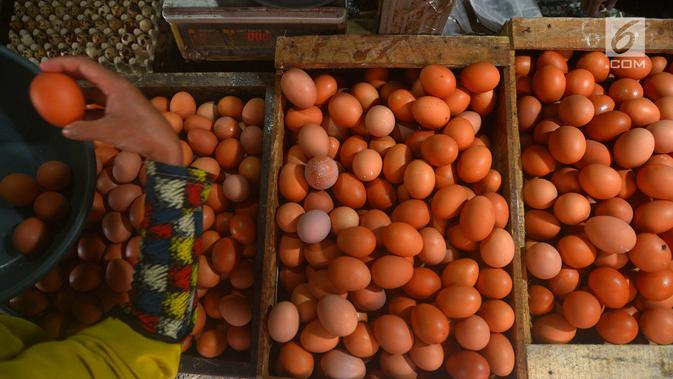 Penjual menunjukkan telur dagangannya. (Merdeka.com/Imam Buhori)