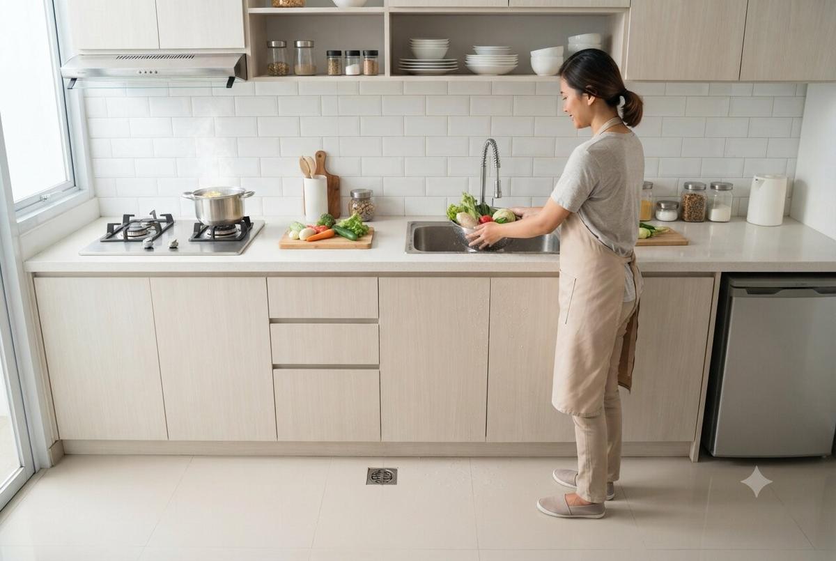 Model Dapur yang Tetap Bersih Meski Sering Terkena Cipratan Air