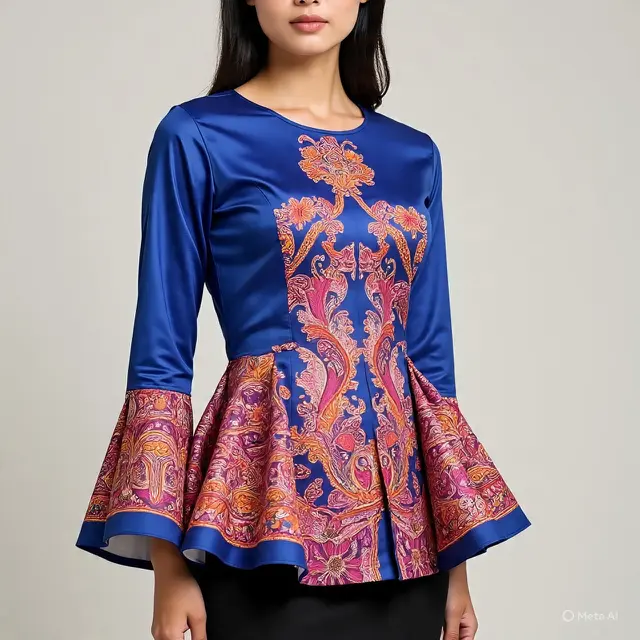 Baju Batik Pesta Lengan Lonceng