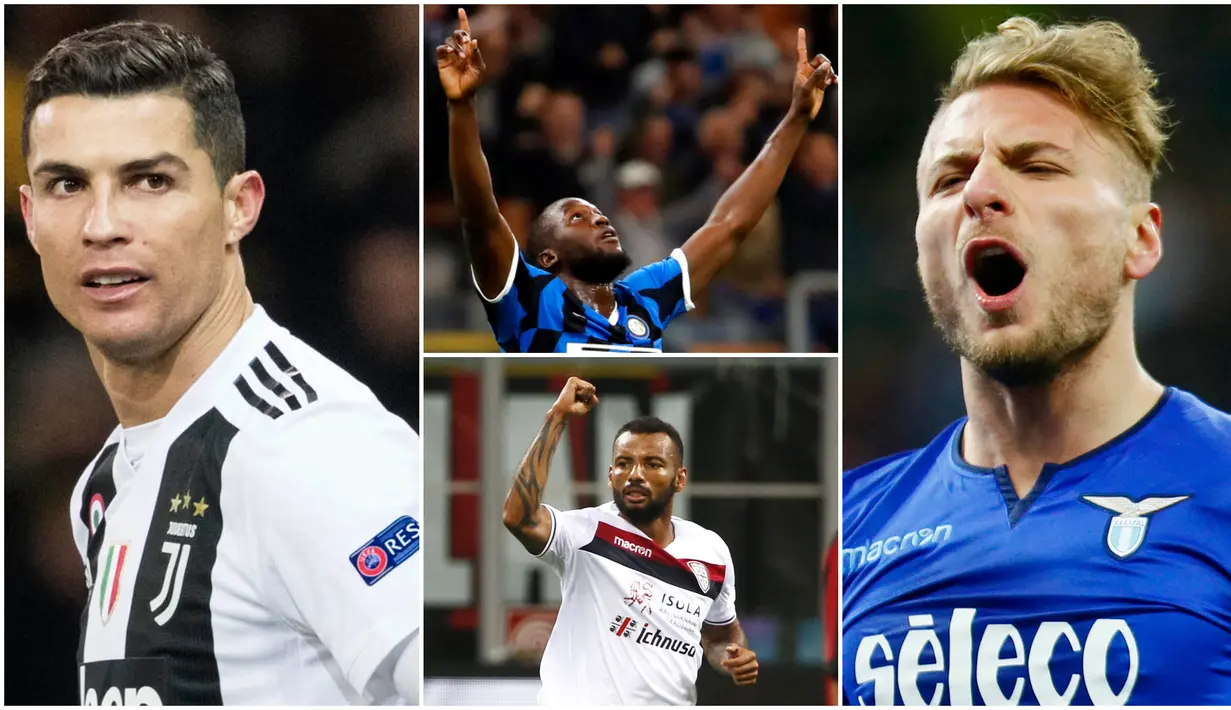 Berikut ini daftar top scorer sementara Serie A 2019. Striker Lazio, Ciro Immobile, menempati urutan pertama sedangkan bintang Juventus, Cristiano Ronaldo tercecer di posisi empat. (Foto Kolase AP dan AFP)