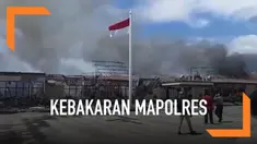 Kebakaran melanda markas Polres Lampung Selatan, Lampung. Kebakaran diduga karena adanya korsleting listrik.