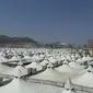 Tenda-tenda jemaah haji di Mina, sebelah timur Kota Mekah, Arab Saudi. (Liputan6.com/Anri Syaiful)