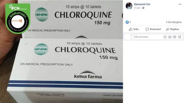 Hoaks Klorokuin Bisa Menjadi Obat Virus Corona Baru