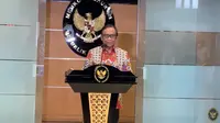 Menteri Koordinator Politik, Hukum, dan Keamanan (Menko Polhukam) Mahfud MD dalam konferensi pers Perkembangan Satgas BLBI, Kamis (20/1/2022).