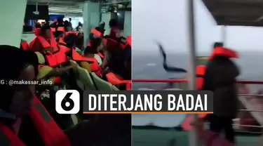 Beredar video suasana Kapal Ferry ketika diterjang badai di tengah laut. Beruntungnya kapal itu bisa berlabuh di pelabuhan walaupun dengan waktu yang cukup lama.