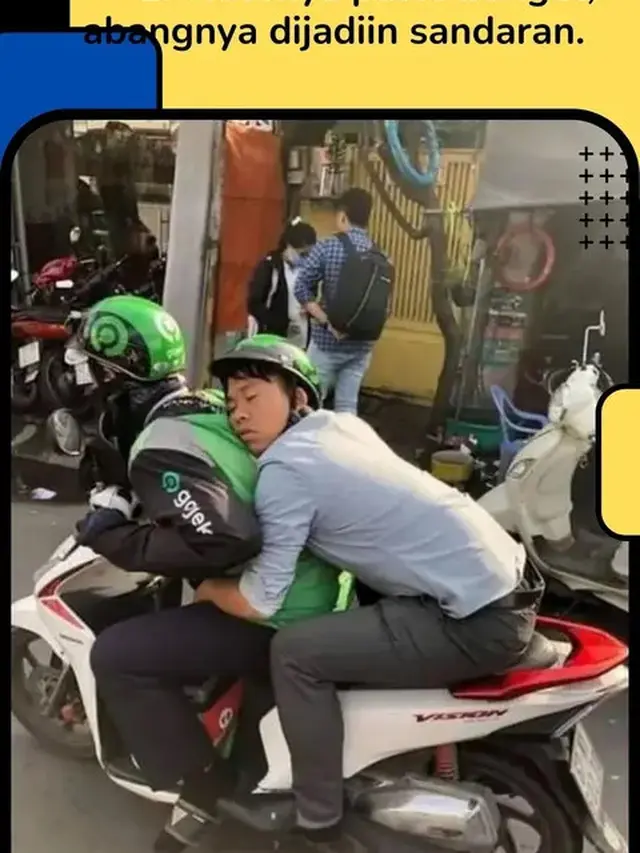 6 Potret Penumpang Ojek Online Peluk Driver karena Ketiduran Ini Bikin Tepuk Jidat