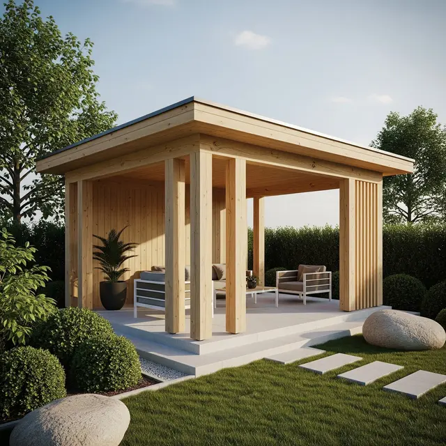 Gazebo Minimalis Modern untuk Taman Rumah (Gemini AI)