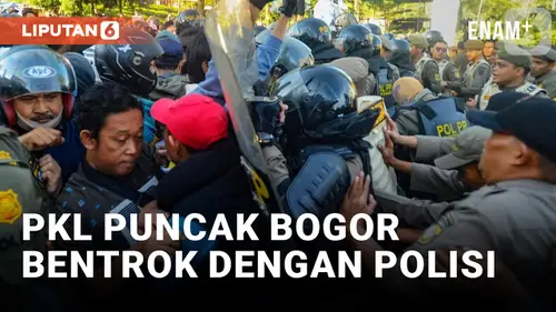 VIDEO: Bakar Ban-Saling Dorong Warnai Penertiban PKL di Puncak Bogor