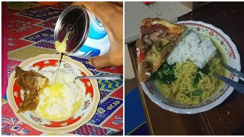 7 Potret Menu Makan Nasi dengan Lauk Tak Biasa Ini Bikin Tepuk Jidat