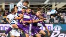 Inter Milan berhasil membawa kemenangan dari markas Fiorentina dalam duel laga pekan kelima Liga Italia 2021/2022. (AFP/Andreas Solaro)