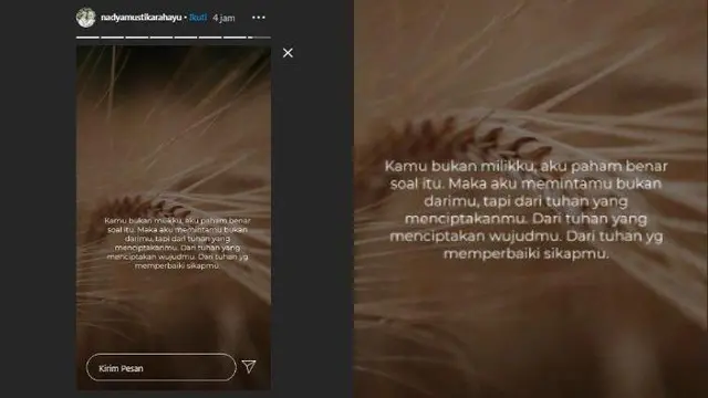 Nadya unggah status galau