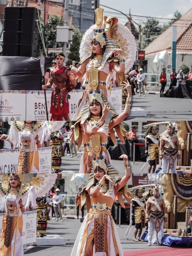 Penampilan Totalitas Aurelie Moeremans Cosplay Jadi Ratu Mesir Cleopatra di Blitar Ethinic National Carnival 2024