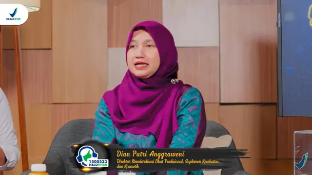 Direktur Standarisasi Obat Tradisional, Suplemen Kesehatan, dan Kosmetik BPOM Dian Putri Anggraweni
