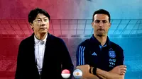 Ilustrasi - Shin Tae-yong Vs Lionel Scaloni (Bola.com/Erisa Febri)