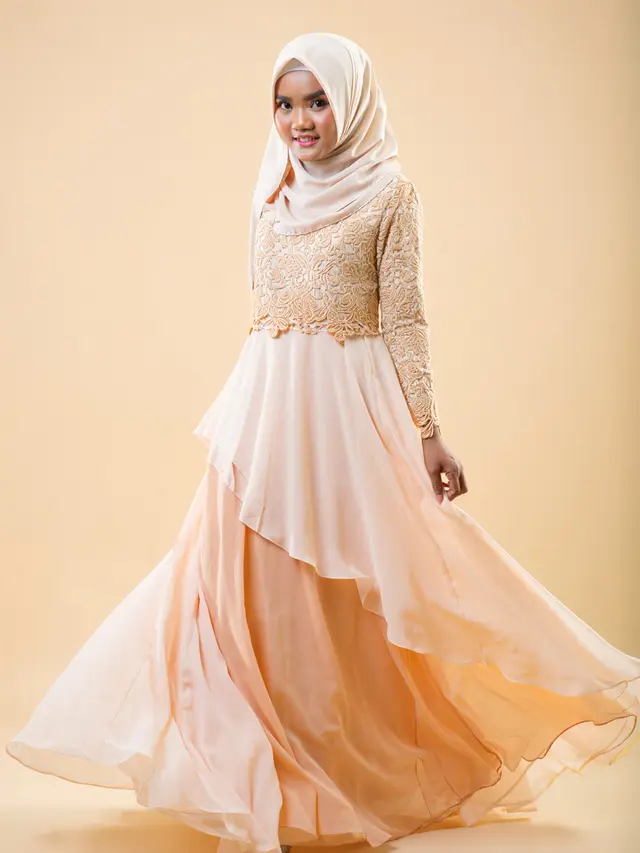 Gamis Brokat Kombinasi Sifon Modern 2025