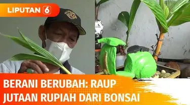 Tak mau hanya berdiam diri, Puji Hartono memilih menikmati hari tuanya dengan membuat bonsai kelapa ukir. Ketika pandemi datang, tak disangka hobinya ini bisa menjadi bisnis yang mendatangkan rezeki berlimpah.