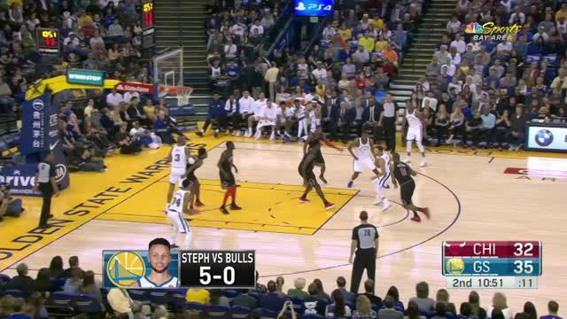 Golden State Warriors kalahkan Chicago Bulls dengan skor telak 143-94.