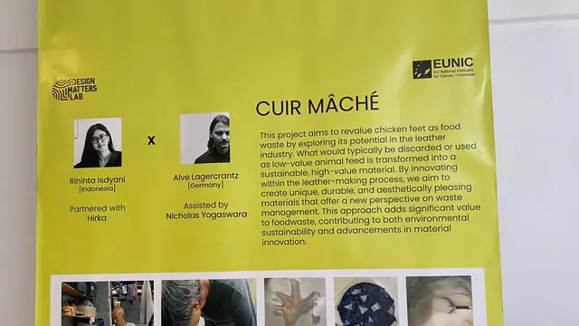 Proyek Cuir Mache di pameran Design Matters, Bandung, Jumat (6/12/2024. (Liputan6.com/Khofifah Azzahro)