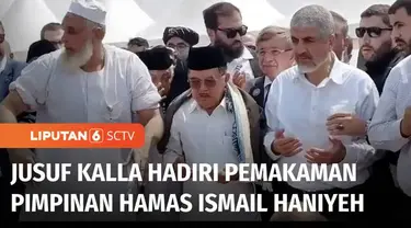 Pimpinan Hamas, Ismail Haniyeh dimakamkan di Doha, Qatar, Jumat. Wakil Presiden ke-10 dan ke-12 RI, Jusuf Kalla turut menghadiri pemakaman mantan Perdana Menteri Palestina tersebut.