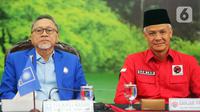 Zulkifli Hasan mengucapkan terima kasih atas penyambutan oleh PDIP. Menurut dia, pertemuan dengan Megawati Soekarnoputri dan jajarannya menghasilkan diskusi banyak hal. (Liputan6.com/Johan Tallo)