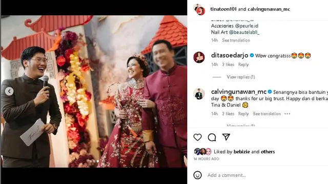 Tina Toon dan Daniel resmi tunangan (Foto: @sekisah.sangjit via instagram tinatoon101)