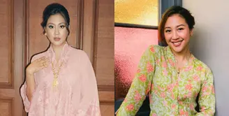 Pesona Sherina Munaf dalam balutan kebaya pink dan kain batik coklat sebagai rok. [Foto: Instagram/sherinamunaf]