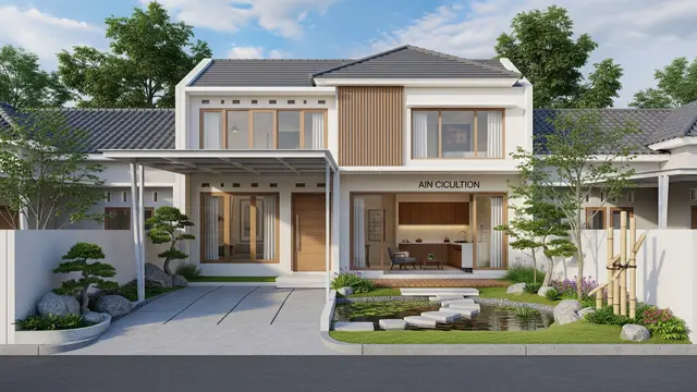 Desain Rumah Minimalis Estetik dengan Taman Kecil Ala Jepang, Cocok untuk Pasangan Baru Nikah Model