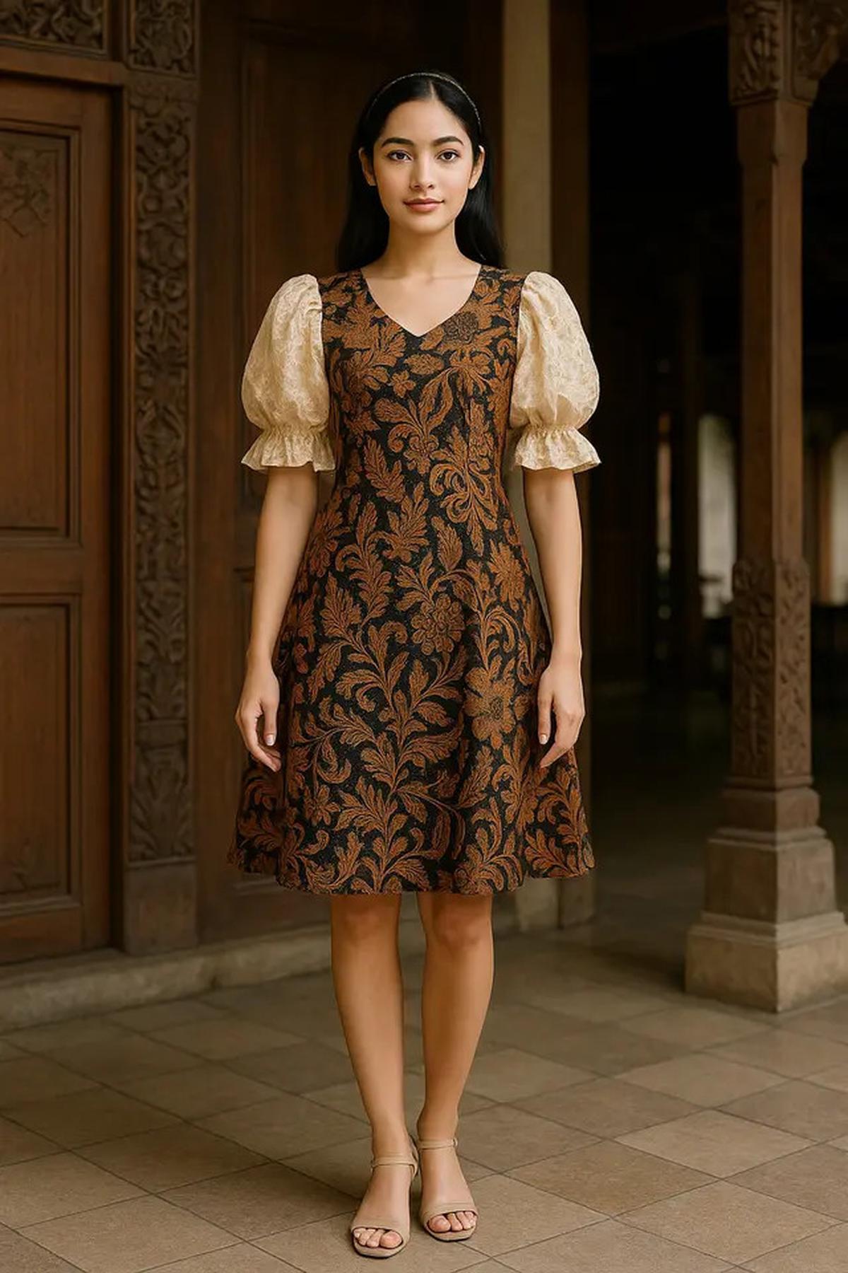 7 Model Dress Batik A-Line Kombinasi Brokat, Cocok untuk Tampil Ramping dan Anggun