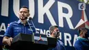 Ketua Umum Partai Demokrat Agus Harimurti Yudhoyono (AHY) menggelar konferensi pers di DPP Demokrat, Jakarta Pusat, Rabu (31/3/2021). AHY bersyukur karena pemerintah telah menolak pengajuan pengesahan kepengurusan Partai Demokrat hasil Kongres Luar Biasa Deli Serdang. (Liputan6.com/Faizal Fanani)