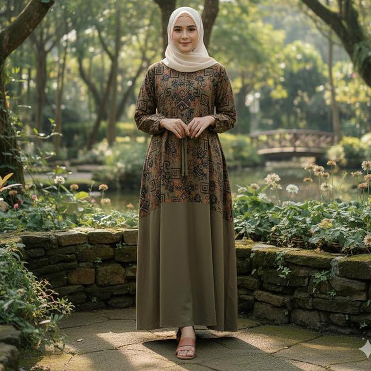 7 Model Gamis Kombinasi Atas Batik Bawah Polos dengan Warna yang Cocok untuk Semua Skin Tone