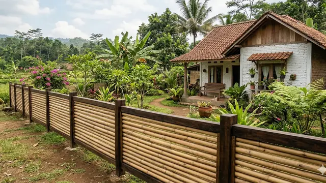 Ide Pagar Bambu Minimalis untuk Rumah Pedesaan (Foto: Gemini AI)