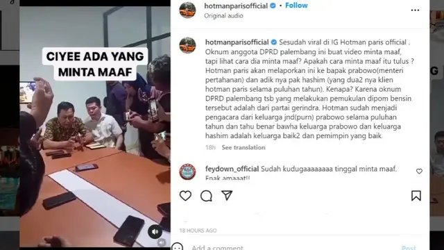Usai Video Viral, Anggota DPRD Palembang Aniaya Wanita di SPBU wilayah Illir Barat, Palembang, Sumatera Selatan Meminta Maaf.