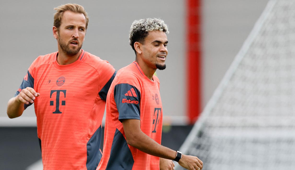 Diaz menandatangani kontrak berdurasi empat tahun bersama Die Roten. Itu berarti, sang winger bakal bermukim di Allianz Arena sampai Juni 2029. (AFP/Alexandra Beier)