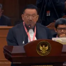 Tim Hukum Prabowo-Gibran, Otto Hasibuan di Gedung Mahkamah Konstitusi (MK) Jakarta, Kamis (28/3/2024). (Liputan6.com/Radityo Priyasmoro)