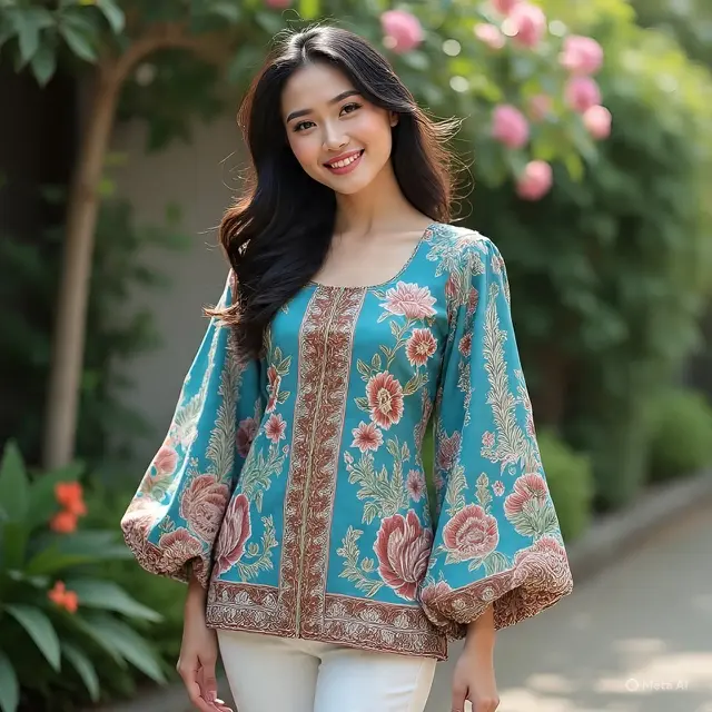 Tunik Batik Lengan Panjang Wanita