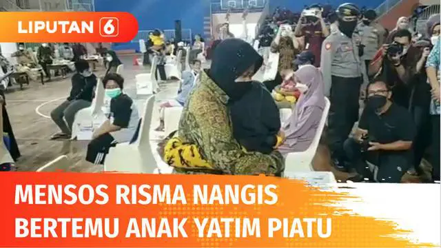VIDEO: Penuh Haru, Mensos Risma Menangis saat Salurkan Bantuan untuk Anak Yatim Piatu di Pasuruan Jatim