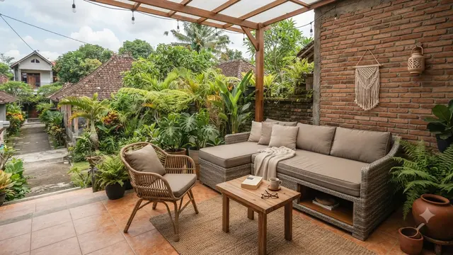 Cara Membuat Teras Terlihat seperti Area Lounge Hotel Model Furnitur yang Nyaman dan Tidak Berlebihan