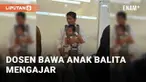 Seorang dosen viral membawa anak balita ke kelas. Ia menggendong anak balitanya saat mengajar mahasiswa. Aksi dosen menuai beragam pujian warganet.