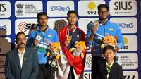 Briptu Muhamad Fawwaz Aditia Farrel, anggota Batalyon C Pelopor Satuan Brimob Polda Metro Jaya, berhasil meraih medali emas dalam ajang prestisius Asian Rifle/Pistol Championship 2026 yang diselenggarakan di New Delhi, India. (Dok. Humas Polri)