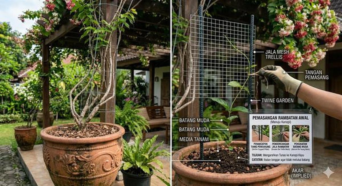 Cara Menanam Melati Belanda di Pot untuk Kanopi Rumah agar Subur dan Berbunga Lebat