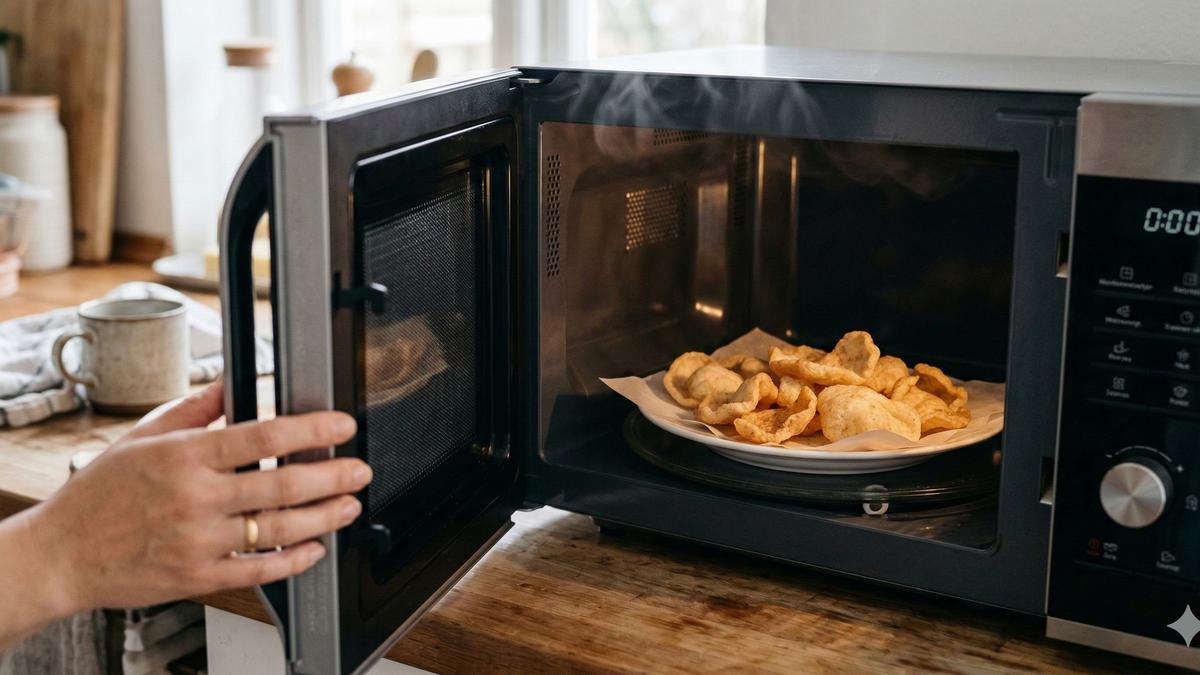 Cara Goreng Kerupuk di Microwave ala Mahalini, Renyah Tanpa Minyak