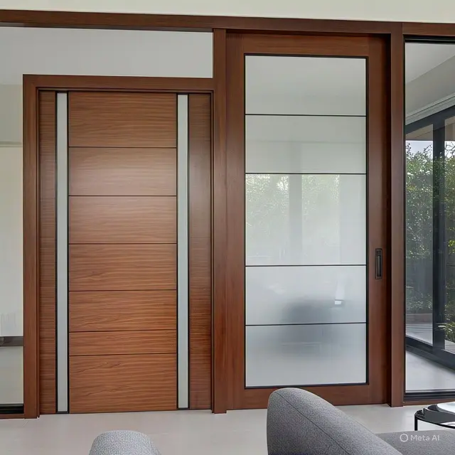 Pintu Minimalis Kombinasi Kayu dan Kaca